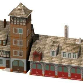 3d модель старовинної будівлі пожежної станції