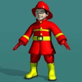 Fireman Kids Character 3d model