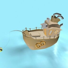 3д модель мультяшной рыбацкой лодки
