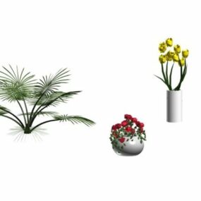 Flower Ornaments With Vase 3d model