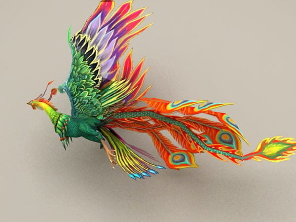 Flyvende Phoenix Rigged & Animeret