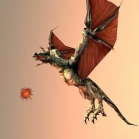 Flying Red Dragon Animated & Rigged 3D model