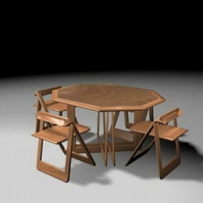 折叠餐桌套装3d模型