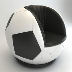 Modelo 3d de móveis para sofá de couro de futebol