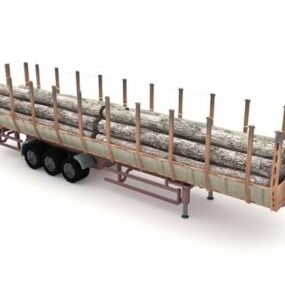 Modello 3d del rimorchio per tronchi forestali