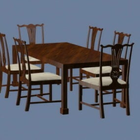 Formella matsalsmöbler set 3d-modell
