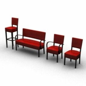 Чотири стільці Комплект меблів 3d модель