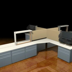 Four Cubicles Workstation 3d model
