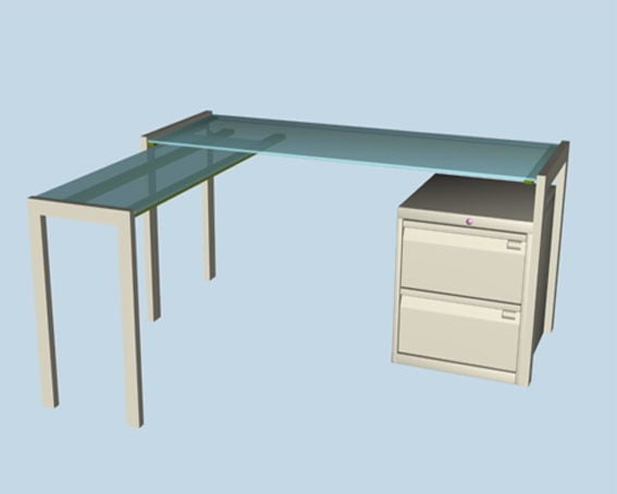 Frosted Glass L Shaped Office Desk Free 3ds Max Model Max