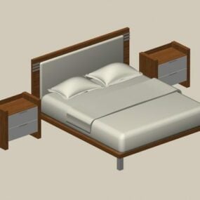 Pełne łóżko i szafki nocne Model 3D