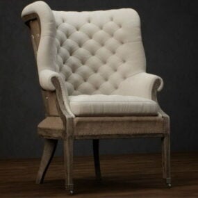 W pełni tapicerowane krzesło z oparciem Model 3D