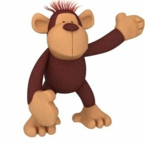 דגם 3D של קוף אורנגאוטן מצחיק מצויר