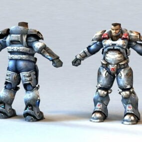 3D модель персонажа в силовой броне солдата будущего