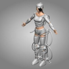 未来の女性兵士キャラクター3Dモデル