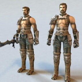 Guerreiro futurista animado e Rigged Modelo 3D de personagem