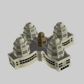 Modelo 3D do conceito de edifício futurista