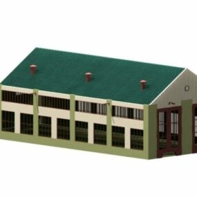 Old Factory Industrial Building 3d model