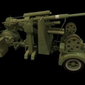 Modello 3d del cannone antiaereo tedesco