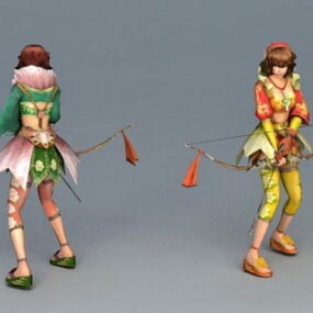 Ιαπωνικό Anime Girl Fighter 3d μοντέλο