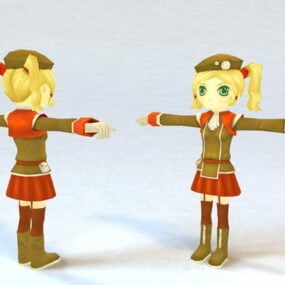 Modello 3d del personaggio dei cartoni animati della ragazza