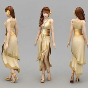 Twin Beautiful Girls Character 3d-modell
