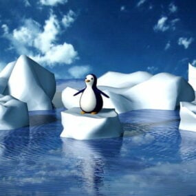 Modello 3d del pinguino del ghiacciaio