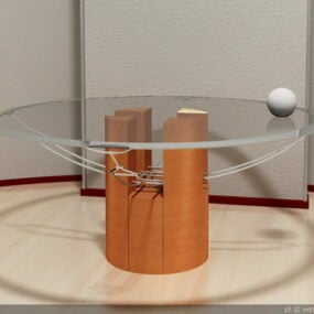 Stolik kawowy ze szkła i drewna Model 3D