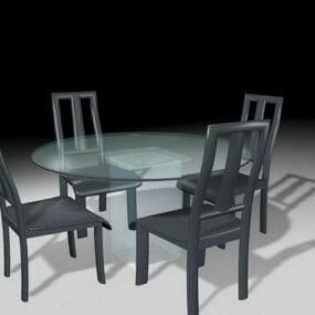 Ensembles de salle à manger en verre 4 chaises modèle 3D