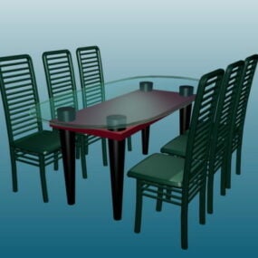 Ensembles de table à manger en verre modèle 3D