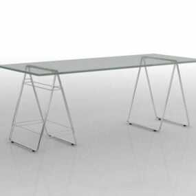Modelo 3d de móveis de mesa executiva de vidro