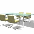 Mesa de reuniones y sillas de vidrio