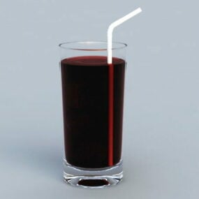 Glass Of Cola With Ice 3d model