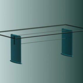 Modelo 3d de mesa de jantar com tampo de vidro