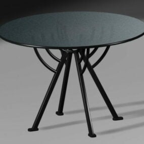 Glass Top Round Dining Table 3d model