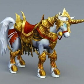 3D model zlatého obrněného válečného koně