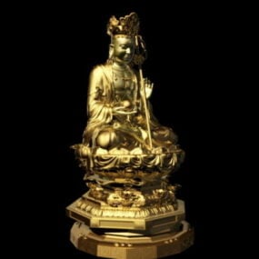 Guld Buddha staty 3d-modell