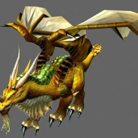 Χαρακτήρας Gold Dragon τρισδιάστατο μοντέλο