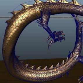 Golden Chinese Dragon Animated & Rigged 3d model