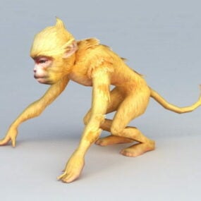 Золотая обезьяна Rigged модель 3d