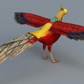 Modelo 3d do pássaro faisão dourado