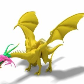 Modelo 3D da antiga estátua do dragão Qing