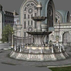 Gothic City Building Scene 3d model