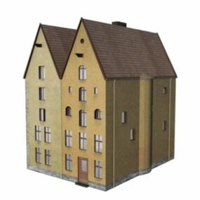 Modelo 3D de edifício residencial gótico