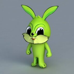דגם תלת מימד של ארנב מצויר ירוק