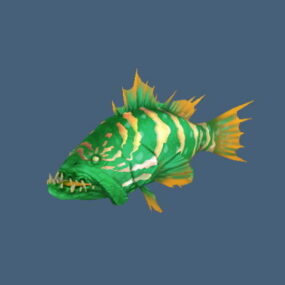 Green Grouper Fish דגם תלת מימד