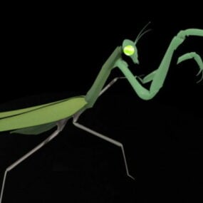 Mantis Emas Animasi Dengan model Rig 3d