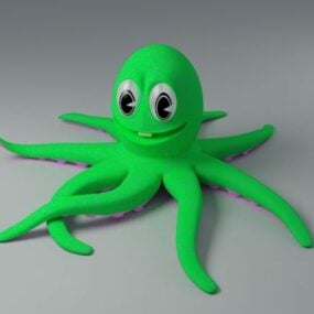 Grön bläckfisk tecknad 3d-modell