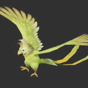 Modello 3d del pappagallo quacchero verde