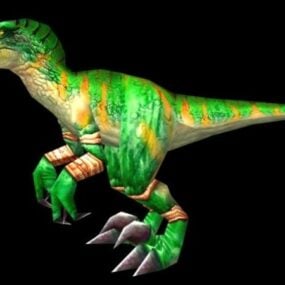 Dinosaure Raptor vert Rigged modèle 3d