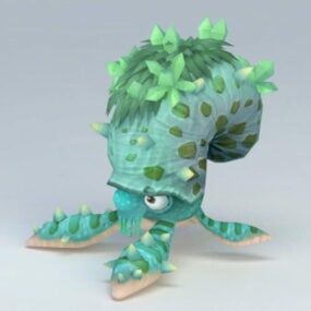Green Tentacled Monster Rigged 3d model